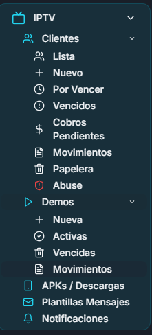 Opción Movimientos del menú Demos