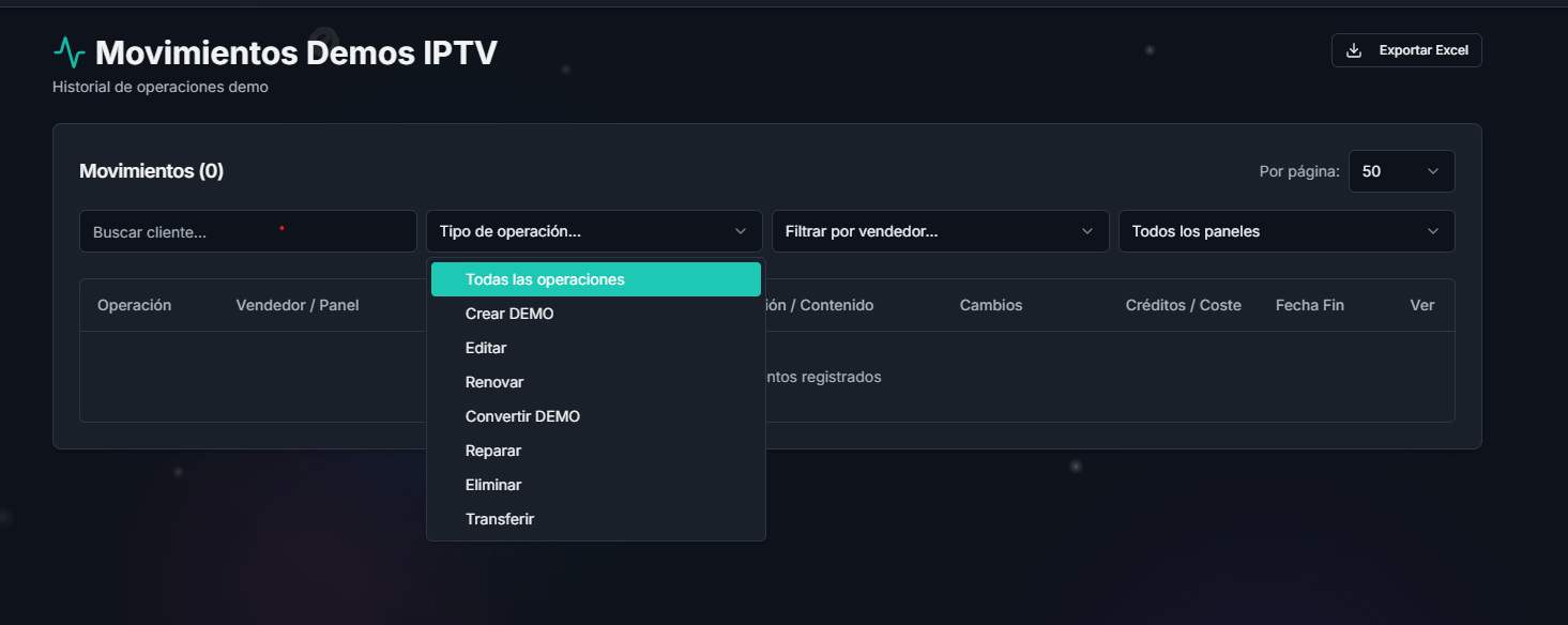 Tipos de movimientos de demos IPTV
