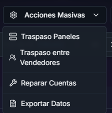 Menú Acciones masivas