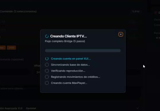 Progreso de creación de la cuenta