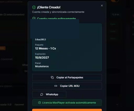 Opciones disponibles al crear la cuenta