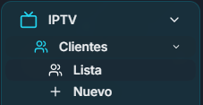 Menú IPTV con la opción Nuevo